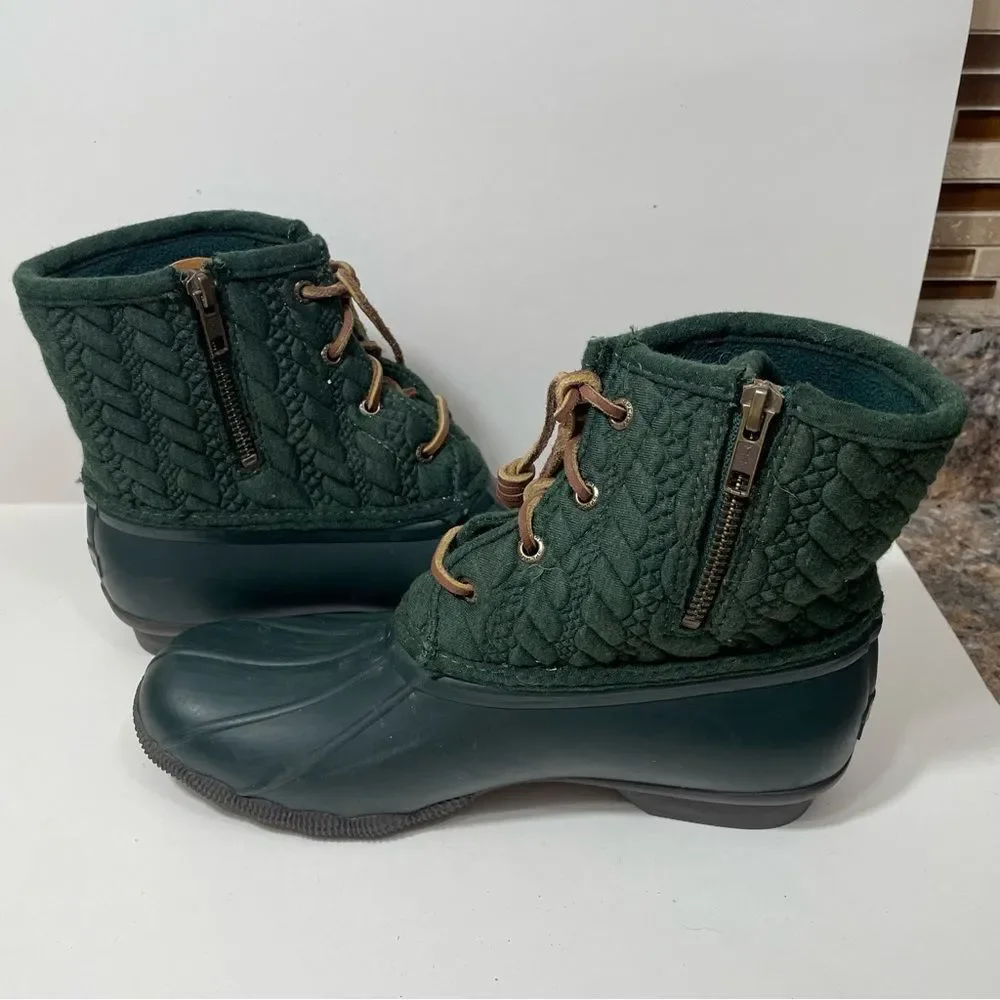Sperry Forest Green Textured Ankle Duck Rain Boots